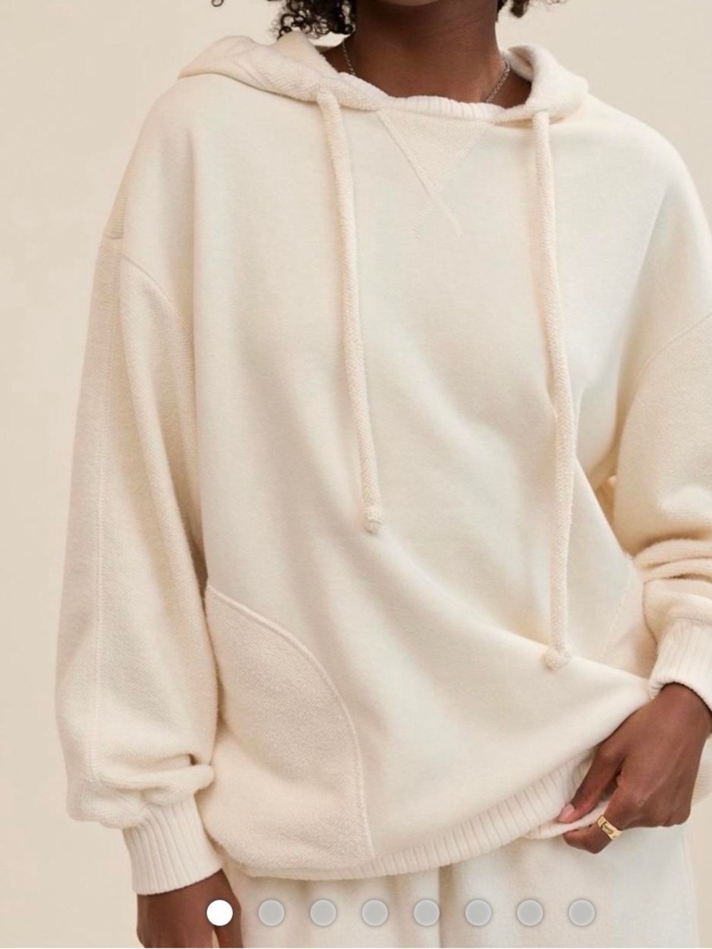 aerie Cream Hooded Pullover Sweatshirt SZ M